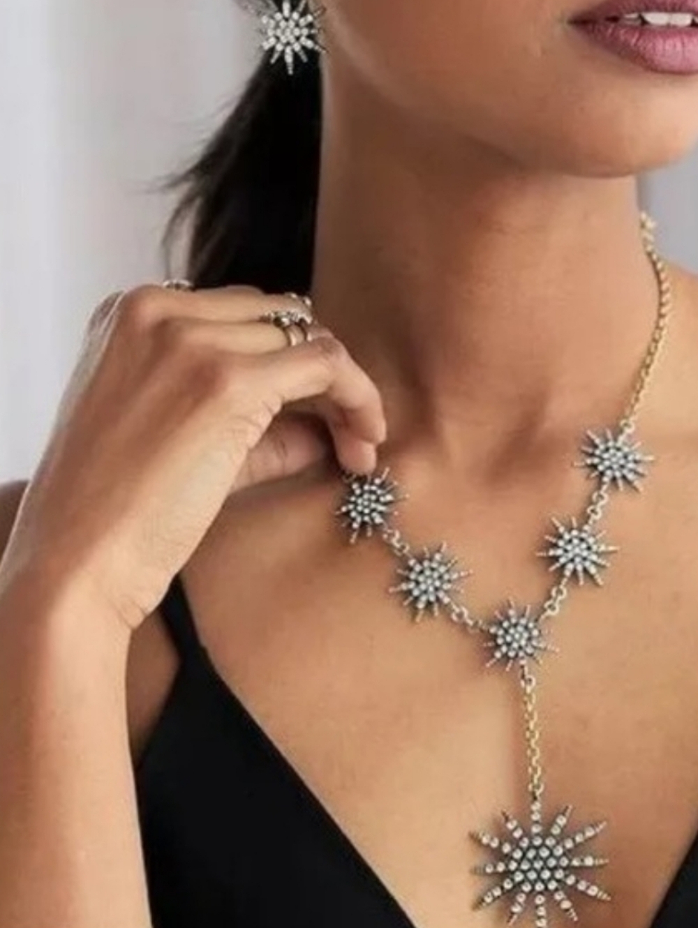 Park Lane Stellar Star Starburst Y-Drop Lariat Silver and Bronze Tone Necklace